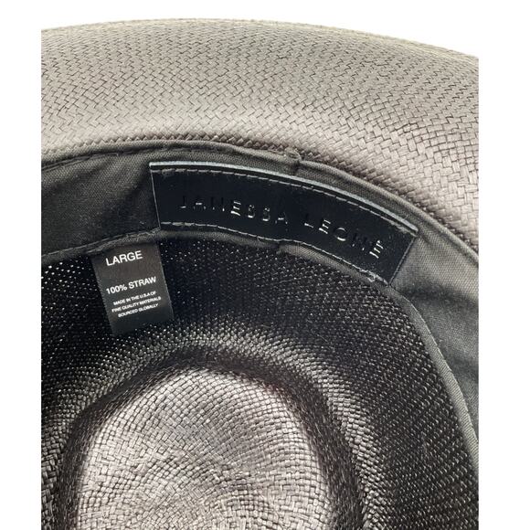 Janessa Leone Classic Black Leni Fedora Hat Size L main image 4